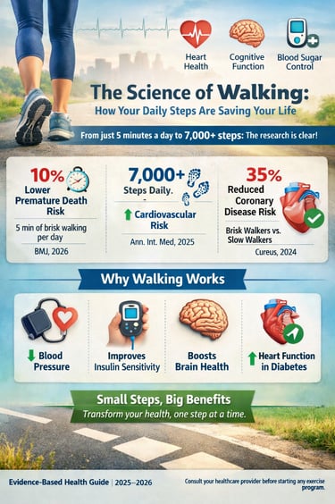 Discover how daily walking boosts heart health, lowers diabetes and cardiovascular risk, and extends