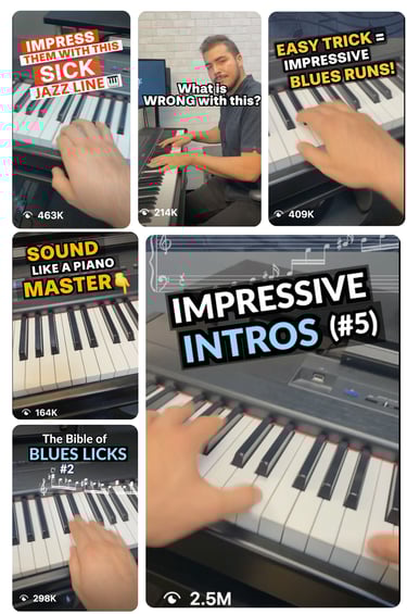 Daine's gallery of social media piano and music tutorials that reach millions of viewers