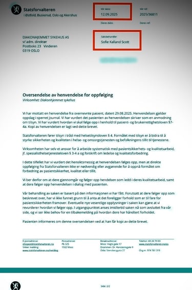 Diakonhjemmet sykehus, Statsforvalteren, Sofie Kalland Scott,Sara Cecilie Wilhelmsen Solheim, 