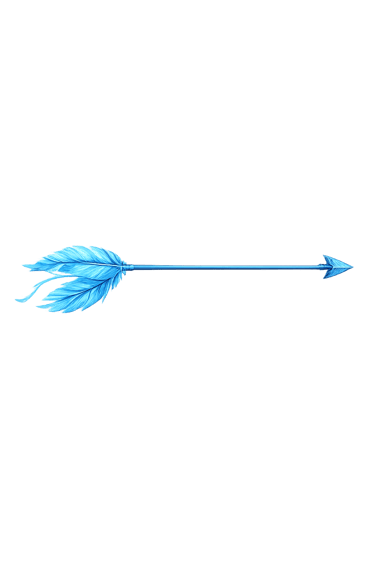Flèche bleu ornée de plumes