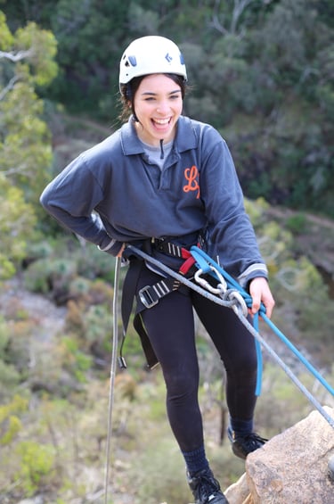 Abseiling down cliffs with the St Vincent Gulf as a view, building confidence and conquering fears.