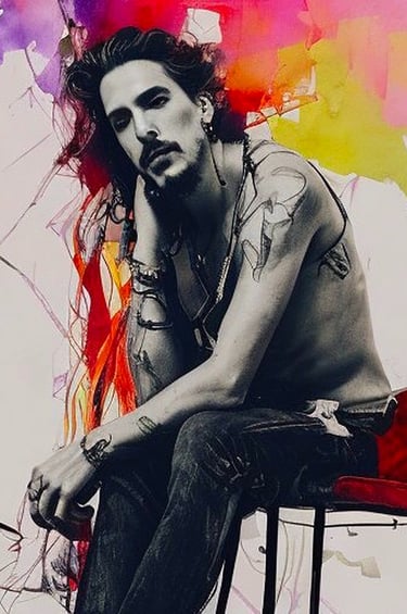 a man sitting on a chair with a phone