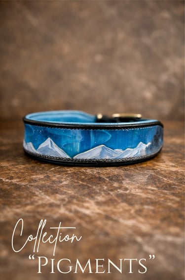 collier Pigment chien cuir Genève Suisse cousu main artisanat sellerie Etter