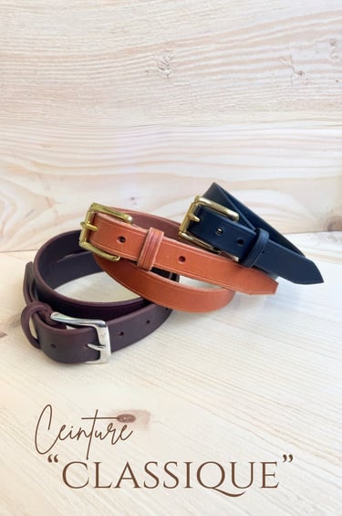 Ceinture en cuir sur mesure cousu main Carouge Genève Suisse création 