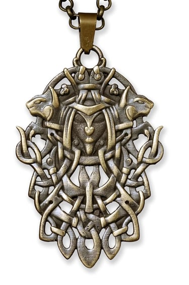 Viking Guardian Goddess Freya Valkyrie Shieldmaiden Necklace with Cats