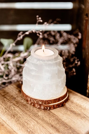 Selenite Tower Candle Holder - Tamed Wild