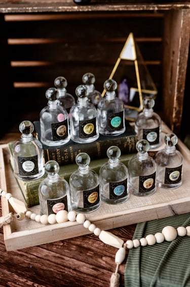 Set of 12 Moon Water Bottles and Labels - Tamed Wild