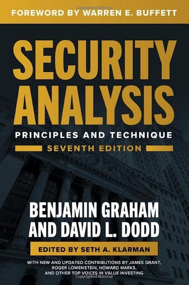 Security Analysis cover, foundational book on value investing and financial statement analysis.