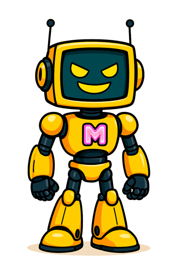 a cartoon robot with a bow tie and bow tie