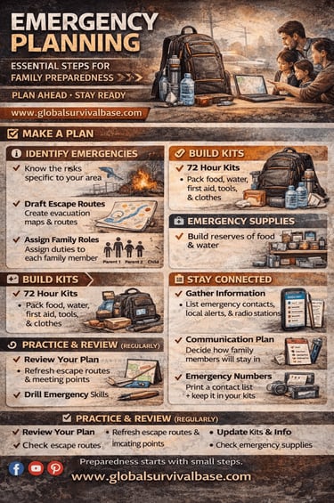 emergency planning family preparedness survival infographic step by step