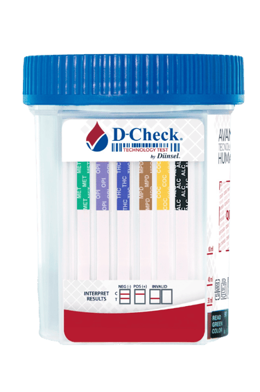 D-Check multi-panel en orina prueba antidoping en frasco detección THC, COC, OPI