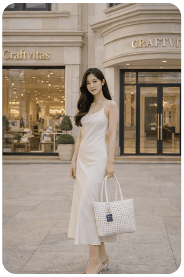 Premium handmade handwoven tote bag by Craftvitas Indonesia styled for elegant fashion