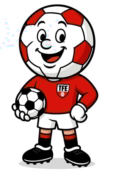 Floodie yellow floodlight character in goalkeeper pose wearing the TFE kit.