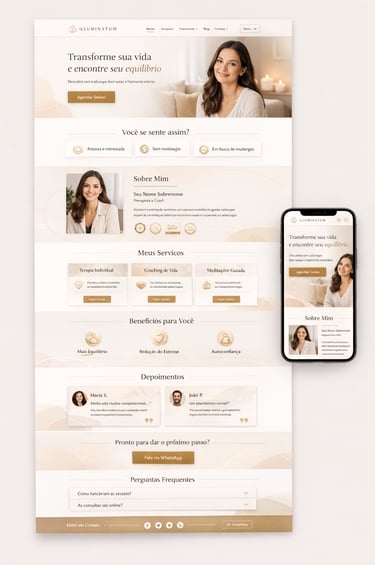 celular mostrando mini-site para terapeuta otimizado para atrair pacientes pelo Instagram