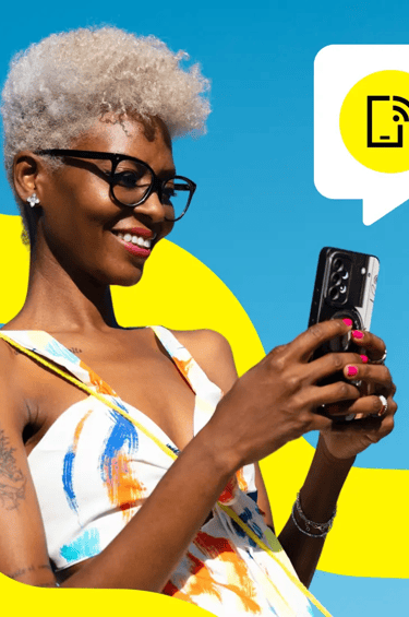 Black woman texting