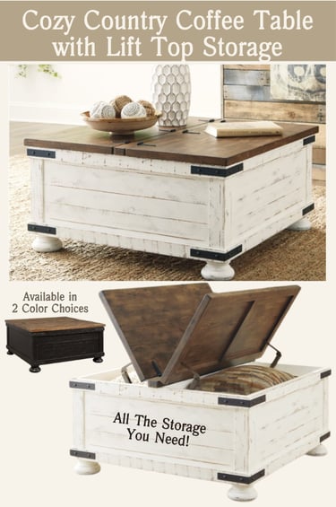 Cozy Country Coffee Table with Lift Top Storage