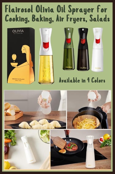 Flairosol Olivia Oil Sprayer for Cooking Baking Air Fryers & Salads