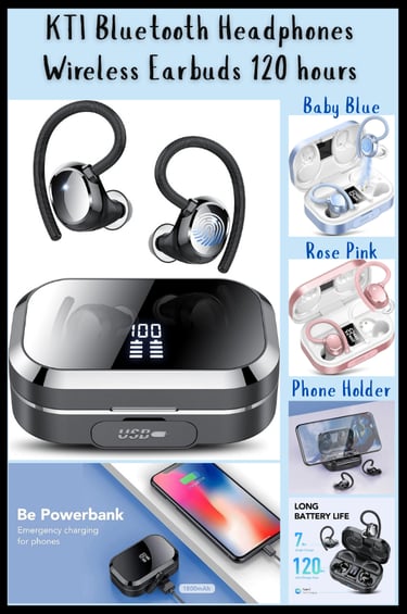 KTI Bluetooth Headphones Wireless Earbuds 120 hours