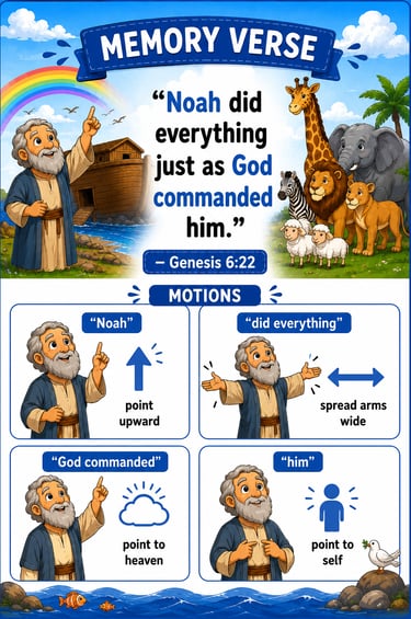Noah’s Ark Memory Verse for Kids – Genesis 6:22 with Motions