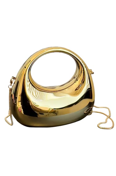 Golden Acrylic Handbag with Chain Strap – Chic Statement Evening Purse