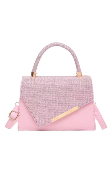 Women’s Synthetic Crossbody Bag – Small Elegant Square Purse in Bright Pink