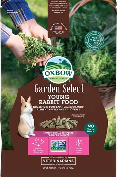Hot Cross Buns' recommended food pellets for baby rabbits: Oxbow  Garden Select for Young Rabbits