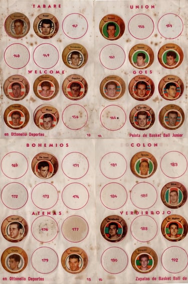 1961 Astros Del Deporte Basketball Page from Album Rare Uruguay 1