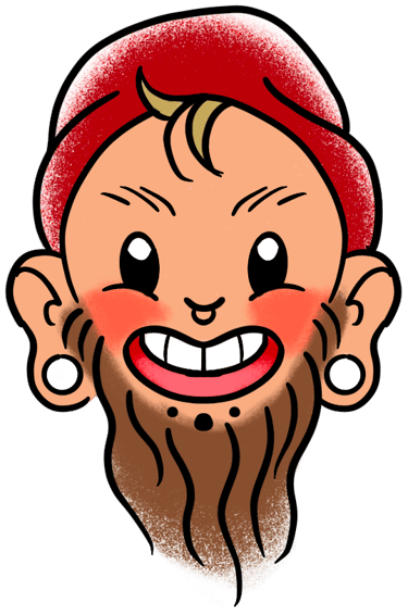 A cartoon drawing of Fecke’s face