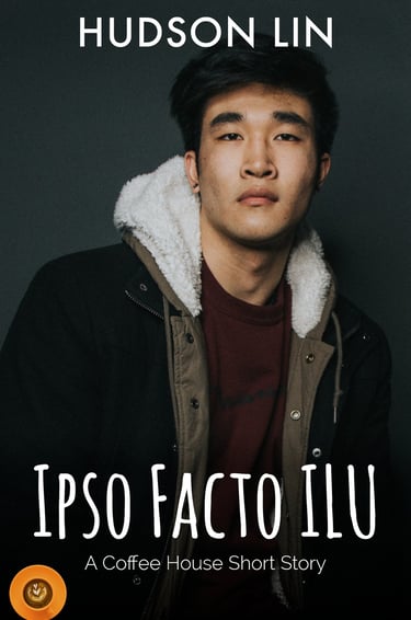 Book cover for Ipso Facto ILU by Hudson Lin featuring a young Asian man in a winter jacket.
