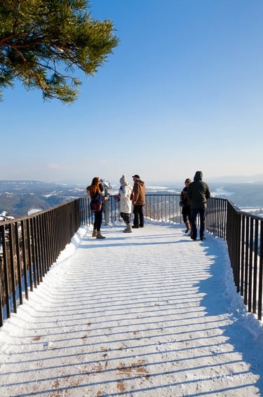Besucher am Aussichtspunkt in der Böhmischen Schweiz.