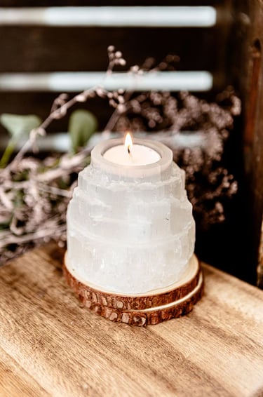 Selenite Tower Candle Holder - Tamed Wild