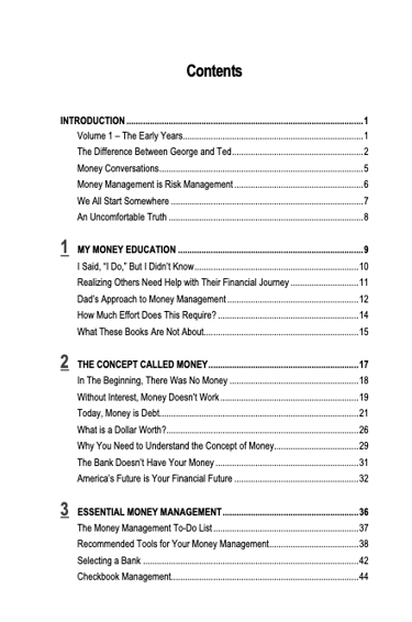 Table of Contents "What Would Dad Do? - Volume 1" Essential Money Management Page i