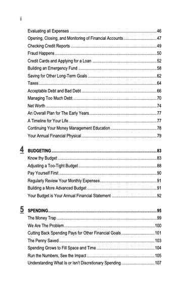 Table of Contents "What Would Dad Do? - Volume 1" Essential Money Management Page ii