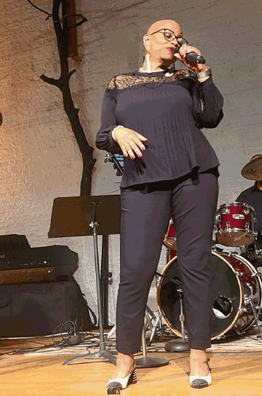 Tiya singing at Westminster Presbyterian on Blues night.