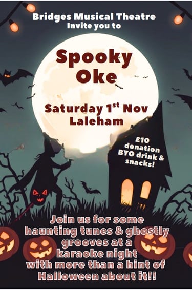 Halloween themed flyer with information about karaoke event