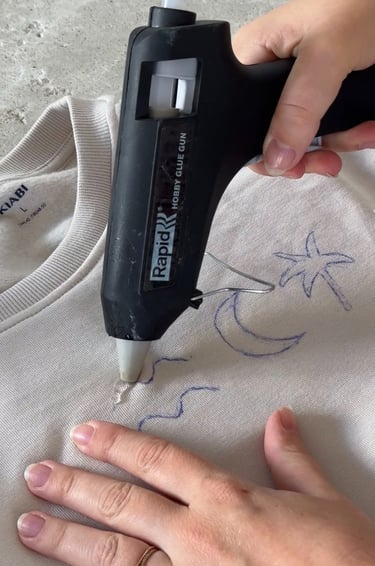 tuto diy broderie 3D pistolet colle