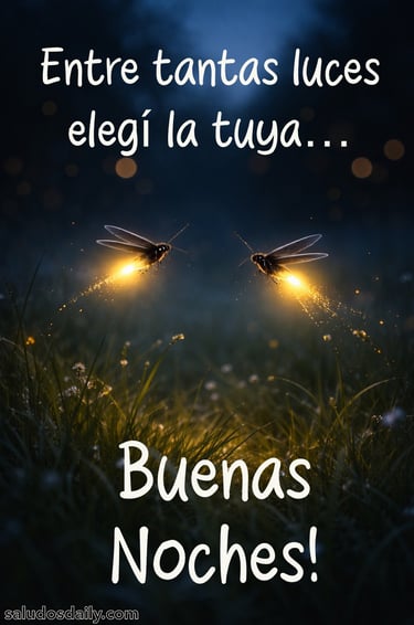 Ilustración nocturna de dos luciérnagas brillando suavemente mientras flotan en un campo oscuro