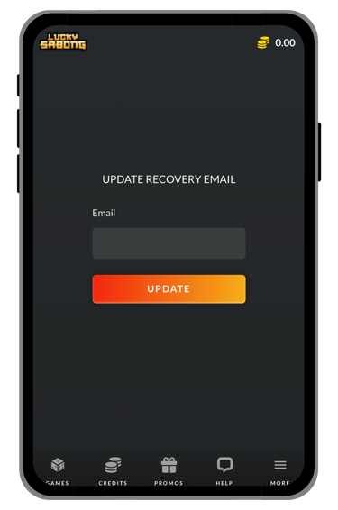 lucky sabong recovery email update screen