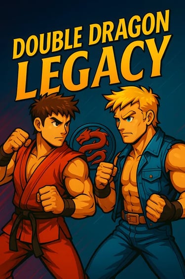 a Billy and Jimmy in a fighting stance, double dragon legacy style