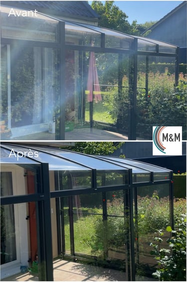 avant - après nettoyage de véranda bihorel par m&m services pro rouen