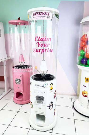 sewa mesin gacha small white putih malang