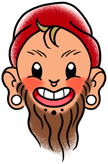 A cartoon drawing of Fecke’s face