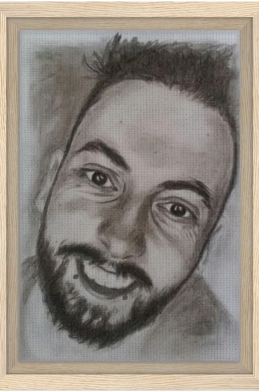 portrait graphite imprimé toile encadrée FSC