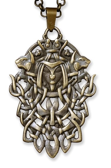 Viking Guardian Goddess Freya Valkyrie Shieldmaiden Necklace with Cats