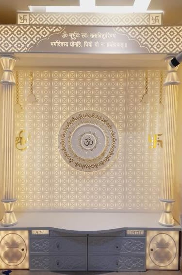 Corian mandir with 3d om