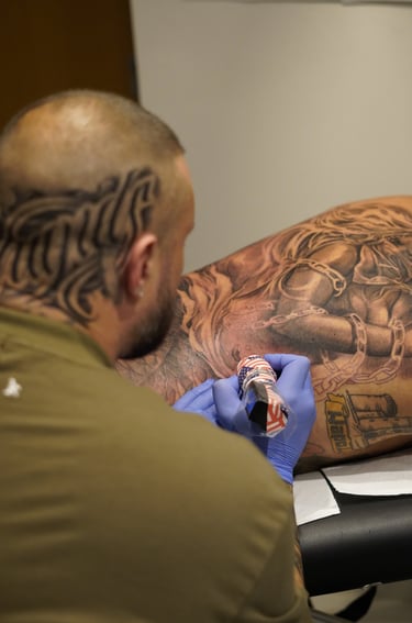 Client getting a tattoo at Miami tattoo studio