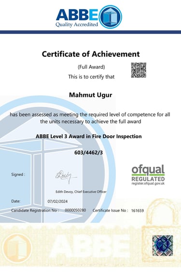 ABBE Level 3 Award in Fire Door Inspection
