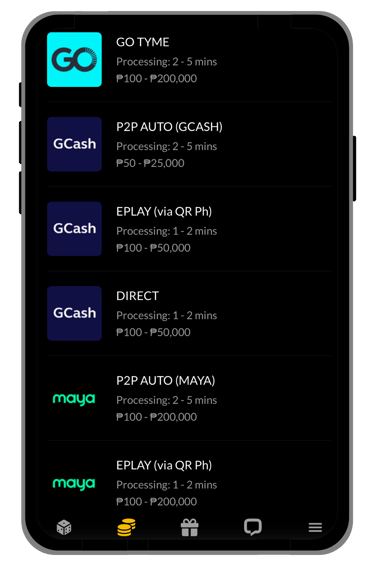 lucky sabong deposit section screen