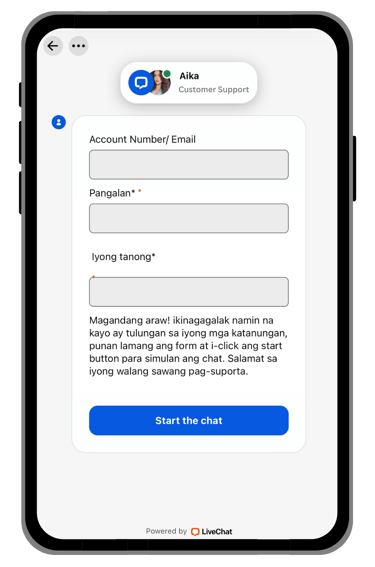 lucky sabong live chat support screen