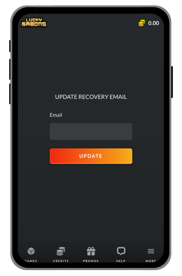 lucky sabong recovery email update screen